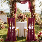 Burgundy Chair Sashes for Wedding: 48 Pieces 8ft Long Sheer Draping Fabric – Christmas Reception Party Hotel Event Chair Decorations - Image 5