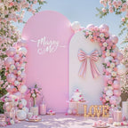 7.2FT & 6FT Arch Backdrop Cover, White & Pink Wedding Arch Covers, Spandex Arch Covers Stretchy Backdrop for Bridal Shower Baby Shower Birthday Decoration by LittleFunny