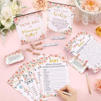 Funnymoom 426 Pcs Rose Baby Shower Games Set Pack, 8 Games Floral - Image 2