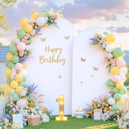 White Arch Cover 7.2FT 6FT Set of 2 Wedding Arch Backdrop Covers Stretchy Spandex Back Drop Covers for Birthday Baby Shower Party Decor Photo Booth Girls Bridal Banquet Balloon Arch Background - Image 2