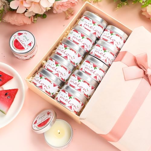 MTLEE Baby Shower Party Favors Candles Lavender Scented Baby Shower Favors for Guests Rustic Tealights Candles Gender Reveal Return Gifts(Red,One in A Melon,1.2 oz,24 Pcs) - Image 4