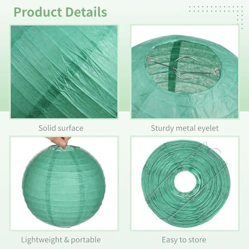 32 Pack Paper Lanterns in Assorted Sizes (6, 8, 10, 12), Foldable Hanging Lanterns for Weddings, Birthdays, Baby Showers & Holiday Decorations - Image 6