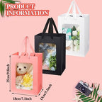 Seajan 30Pcs Mothers Day Kraft Paper Gift Bag with Transparent Window 9. 8 x 7. 1 x 5. 1 Inch Kraft Shopping Bag Bulk Flower Box with Handles for Gift Wrap Pouch for Bouquet Bridal Shopping Present - Image 2