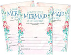Pack of 30, Girl Baby Shower Party Collection, Baby Shower Invitation Cards, Fill in the Blank Invites WIth Envelopes, Mermaid Theme Party Supplies - Image 6
