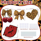 4 Pcs Large Red Cheetah Print Birthday Decoration, Y2k Leopard and Cherry Cardboard Cutout, Red and Black Cherry Cardboard Cutout Backdrop Yard Signs for Girls Women Birthday Party Supplies - Image 3