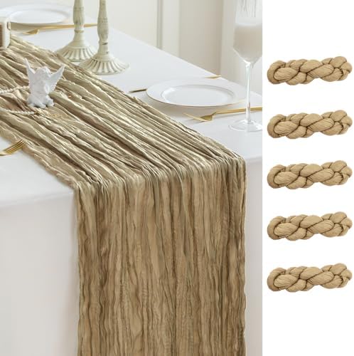 Sioloc Nude Cheesecloth Table Runner Fall Autumn Decor for Home 10ft Table Cloth for Tea Wedding Birthday Party Baby Bridal Shower Halloween Thanksgiving by HEALTHYCOMFORTLIFE