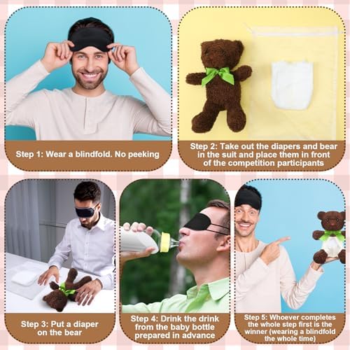 6 Sets Bottle Chug Baby Shower Games Chocolate Brown Bear - Image 4