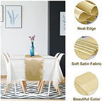 16Pack Disposable Plastic Tablecloths and Satin Table Runner Set White and Gold Dot Tablecloth Gold Satin Table Runner for Wedding Birthday Baby Shower Anniversary Christmas New Year Party Decorations - Image 3