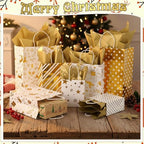 Humyoun 18 Pack Christmas Paper Gift Bags Bulk Assorted Sizes, White, Gold - Image 4
