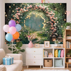 12x10ft Enchanted Forest Wedding Photography Backdrop Wonderland Roses Fairy Tale Backdrop Pink Flower Birthday Newborn Baby Shower Wedding Bridal Party Banner Photo Booth Props Anniversary Background - Image 4