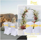 Yellow Chair Sashes 60 Pack Spandex Yellow Sashes for Chairs Universal Chair Sashes Bands with Heart Buckle Slider for Wedding Banquet Party Decorations - Image 5