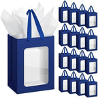 Zhanmai 36 Pcs Kraft Paper Gift Bags with Clear Window Handles, Blue by Zhanmai