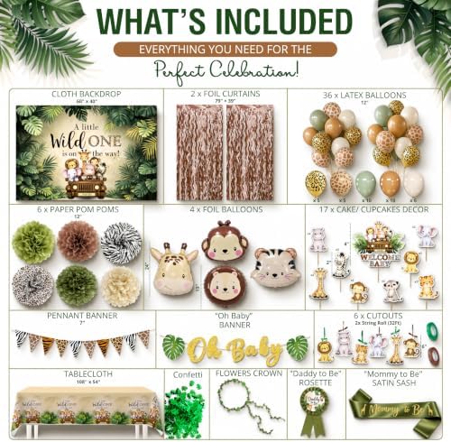 272 Pc Safari Baby Shower Decorations, Jungle Animal Party Set - Image 2