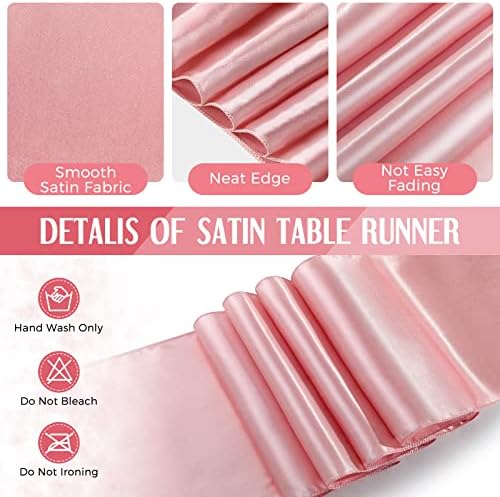 Breling 24 Pack Black and Rose Gold Tablecloths and Satin Table Runner Set - Image 3
