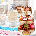 Dandat 2 Pcs Cupcake 3 Tiered Metal Dessert Stand Round Cupcake Tower Cake Holder Stand Tiered Serving Tray for Wedding Baby Shower Birthday Tea Party Table Decor(Gold) - Image 6