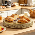 18 Inch Gold Round Floral Scroll Cake Stand, Metal Dessert Pedestal Tray for Wedding & Party Table Decoration - Image 4