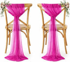 MDS Pack of 125 Chiffon Chair Sashes for Wedding & Event Décor - Magenta by MDS