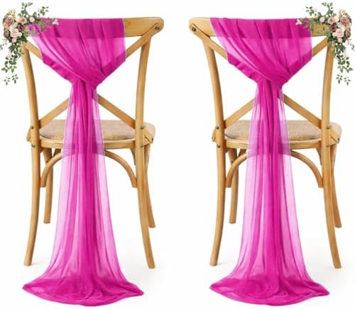 MDS Pack of 125 Chiffon Chair Sashes for Wedding & Event Décor - Magenta by MDS