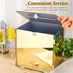 Booson Metallic Gold Mirror Acrylic Wedding Card Box with Lock - Image 5