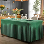 2 Packs Green Table Clothes for 4 Foot Rectangle Tables, Wrinkle Resistant Stretch Spandex Table Covers Fitted Tablecloth with Skirt for Easter Event Banquet Wedding Birthday Party - Image 3