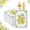 Italian Napkins,100 Pack Airlaid Paper Pocket Napkins,Lemon for Weddings by Fouliki