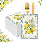 Italian Napkins,100 Pack Airlaid Paper Pocket Napkins,Lemon for Weddings by Fouliki