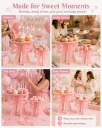 Wooden Pink Cake Display Stand, Bow Shaped, 2 Pcs - Image 5