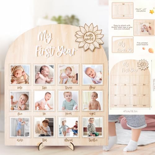 First Year Milestone Photo Board – My First Year Picture Frame, One Year Of Photo Board, Monthly Photo Display for 1st Birthday Party, Baby Room & Nursery Decor Baby Keepsake Gift - Image 5