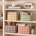 6 Pack Plaid Canvas Baskets Rectangular Storage Bins, Fall - Image 4