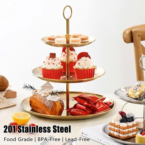 QTLCOHD 2 Pcs 3 Tier Stainless Steel Cupcake Stand (Pack of 2) - Image 3