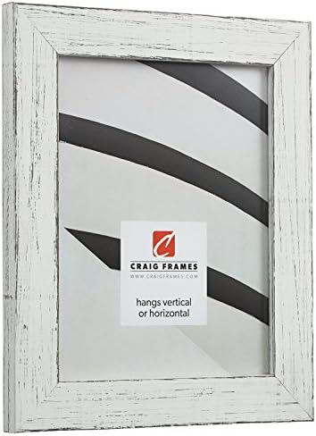 Craig Frames 14x14 White Picture Frame Matted to 5x7, Rustic Wall Decor - Image 2