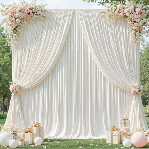 20x10ft Cream White Backdrop Curtains for Wedding Parties Wrinkle Free Cream Curtains Photo Backdrop Drapes for Photography Birthday Baby Shower Soft Fabric Party Backgournd for Photoshoot by Partisky