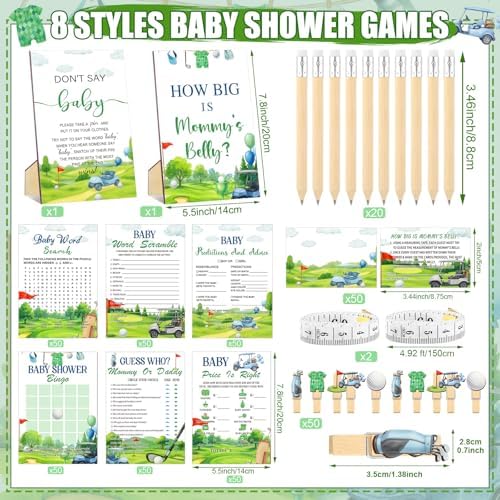 Funnymoom 426 Pcs Golf Baby Shower Games, 8 Activities Bingo Cards - Image 3