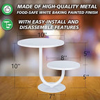 2 Tier Cake Stand, Metal Cupcake Stand Dessert Display Trays of 10/8 Inch, Tall Cake Stand for Wedding, Baby Shower, Home Decor, Throw Events and Parties (White) - Image 2