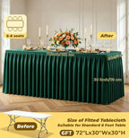 Green Polyester Table Cloths for Rectangle 6 Foot Tables, 6 Pack Wrinkle Free Tablecloths Stretchy Banquet Ruffle Fitted Table Cover Desk Skirt for Parties Wedding Birthday Baby Shower - Image 5
