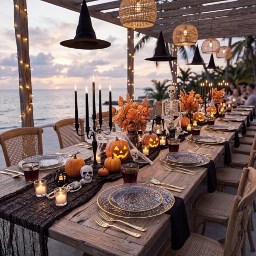 175PCS Black and Gold Plastic Dinnerware Set for 25 Guests, Disposable Plates for Party, Include: 25 Dinner Plates, 25 Dessert Plates, 25 Pre Rolled Napkins with Gold Silverware, 25 Cups - Image 5