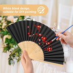 50Set Wedding Hand Fans Party Favors Black Paper Folding Handheld Fans Bulk, DIY Bamboo Fans with Thank Tag Organza Bag for Summer Guests Bridal Dancing Props Church Decoation - Image 5