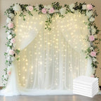 Tulle Backdrop Curtains with Lights Sheer Ivory Curtain Backdrop 30x10ft by Fomcet