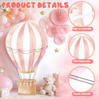 2.9 ft x 4.9 ft Hot Air Balloon Baby Shower Decorations, Large Pink Hot Air Shaped Cardboard Cutout, Life-Size Standup Photo Booth Props for Birthday Party Celebration Backdrops Decor - Image 3