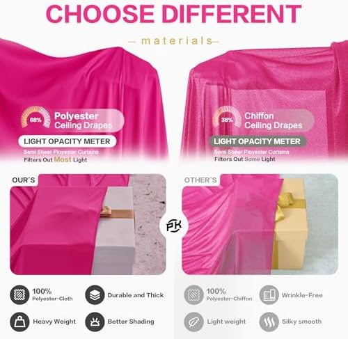 20ft×15ft Hot Pink Backdrop Curtain for Wedding Parties - Image 2