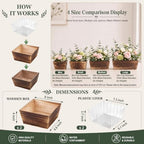 Dandat 2 Set 8 Inch Wooden Flower Box Rustic Table Centerpieces,Dark Brown - Image 2
