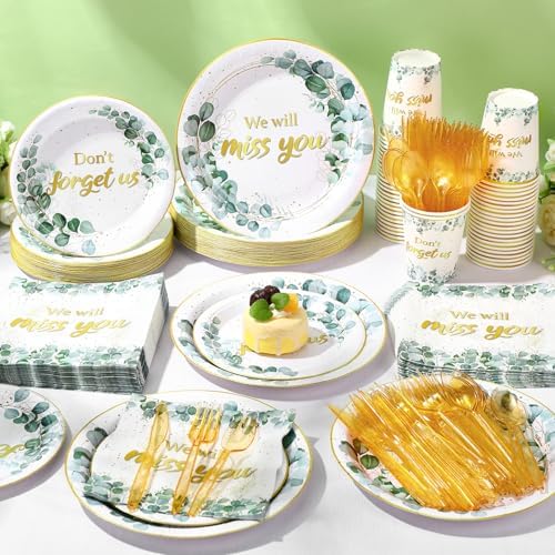 Pickmesh 400 Pcs Sage Green Farewell Party Supplies Paper Plates Serve 50 - Image 6