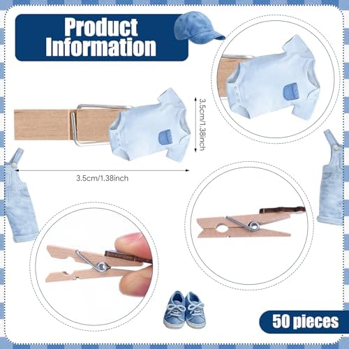 Foilswirl 321 Pcs Blue Jeans Baby Shower Game Supplies Include 250 Activity Cards 20 Pencils 1 Don't Say Baby Sign' 50 Clothespins for Price Prediction Bingo Game Party Decor - Image 4