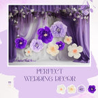 Cholemy 24 Pcs Tissue Paper Flowers, Crepe Paper Flowers Decorations 8" 10" 12" for Wedding Party Baby Bridal Shower Carnival Party Birthday Nursery Wall Decor (Purple,Light Purple,White,Beige) - Image 5