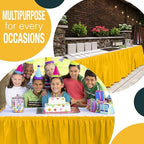 Exquisite Yellow Table Skirt 24 Pack - Disposable Plastic Table Skirts for Rectangle Tables 6ft 8ft & Round Tables - 29in x 14ft Self-Adhesive Strip - Birthday Wedding Gender Reveal Decor - Image 5