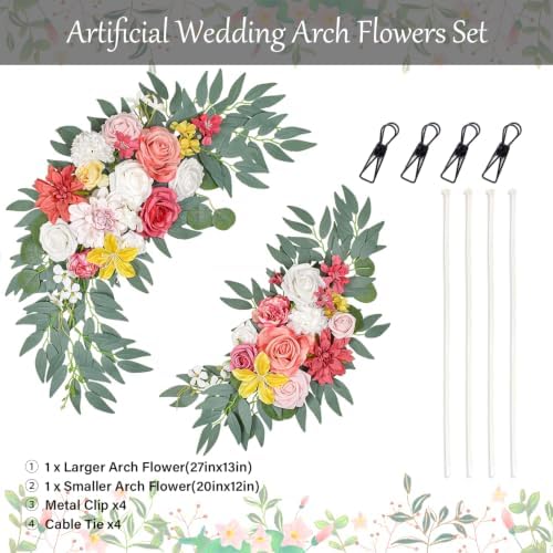 Finphoon Hot Pink Wedding Arch Flowers Set of 2 - Image 2