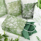 JarThenaAMCS 60Pcs Sage Green Wildflower Paper Gift Bag with Tissue Paper Chinoiserie Floral Treat Bags with Handles Candy Goodie Bags for Baby Shower Birthday Wedding Christmas Party Favors - Image 5