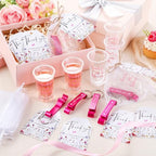 50 Sets Baby Shower Favors Shot Glasses Keychain Gifts, Bloom, Pink - Image 5