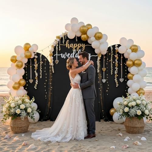 Toolterritary Set of 3 Metal Arch Backdrop Stand with Cover Set, (8FT, 7.2FT, 6.6FT Wedding Arch and Cover Set), Backdrop Arch for Party, Baby Shower, Birthday, and Graduation Ceremony - Image 2