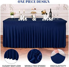 fani 6 Packs Navy Blue Stretch Table Skirts for 6 Foot Table - Image 3